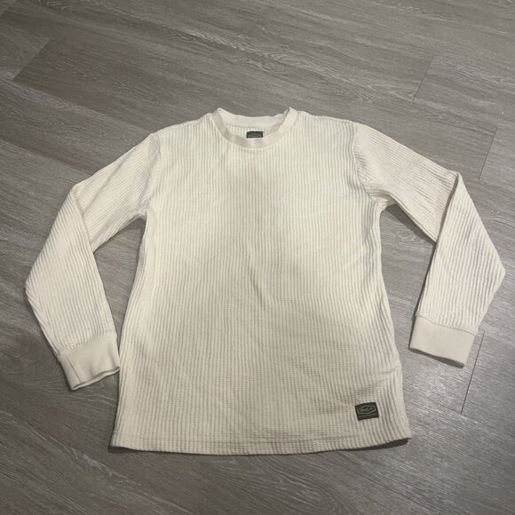 RVCA Day Shift Thermal Shirt Men’s Small Ivory Waffle Knit Long Sleeve Tee - Picture 1 of 4